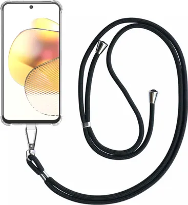 Produktbild von Handytasche passend für Motorola Moto G73 Transparent ShockProof mit abnehmbarem Universal Lanyard - Schutzhülle Silikon ShockProof mit Lanyard - Smartphonics