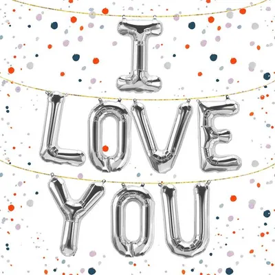 Produktbild von Folienballon Schriftzug I love you, Silber, ca. 80 cm für Luftbefüllung
