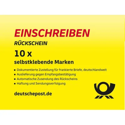 Produktbild von "Deutsche Post 4,85 € Einschreibenmarken ""Rückschein"" selbstklebend 10 St."