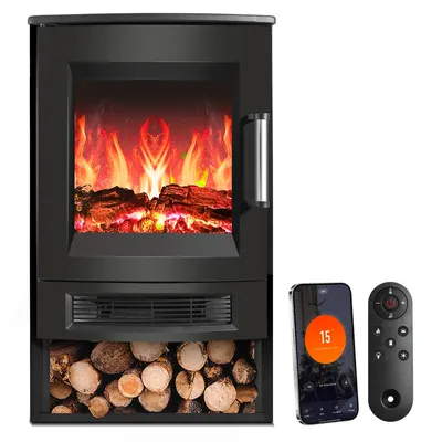 Obrázok produktu pre TolleTour elektrický krb elektrický krb 900W/1800W elektrické kachle LED efekt plameňa čierna