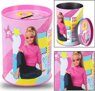 Produktbild von Barbie Metall-Sparbüchse, runde Spardose für Mädchen STARPAK