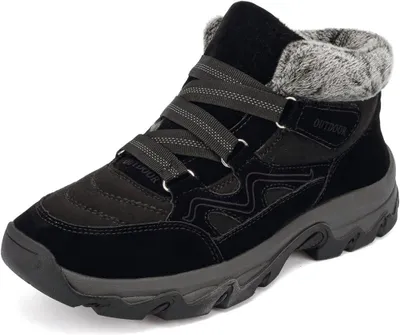 Image de Bottes d'hiver chaudes, rembourrées, antidérapantes, de randonnée, confortables, unisexes, noires, taille 39
