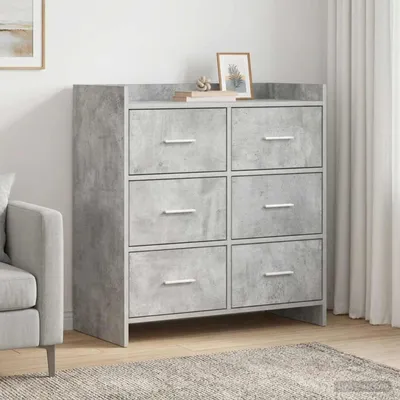Zdjęcie produktu dla Komoda vidaXL, kolor szary betonowy, 75 x 33 x 80 cm, materiał drewnopochodny