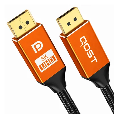 Productafbeelding van Qost - Displayport Kabel - 8K 60Hz - Displayport 1.4 - 4K 144Hz - 32.4Gbps - DP Kabel - 2 Meter - Oranje