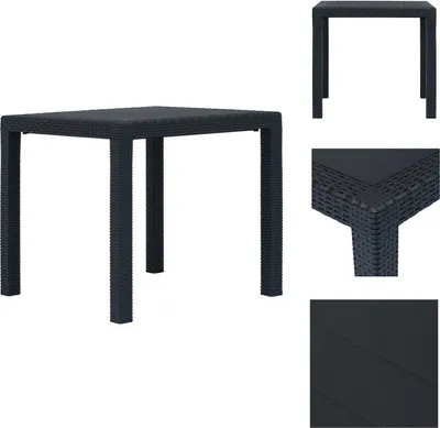 Produktbild von vidaXL Gartentisch Anthrazit 79 x 79 x 72 cm Kunststoff Rattan-Optik -  Gartentische