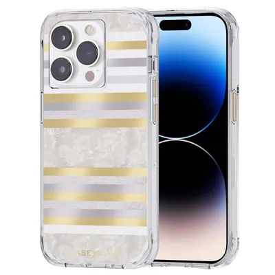 Immagine prodotto di CASE MATE, custodia MagSafe per iPhone 14 Pro con texture a righe in madreperla, colorata