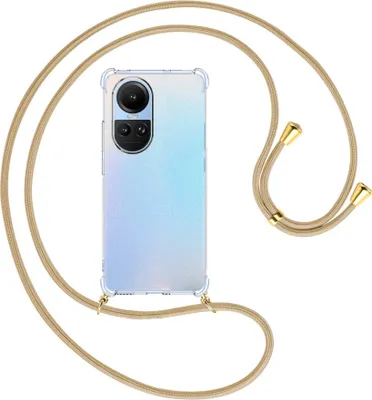 Produktbild von Handykette Backcover-Schutzhülle mit Band (Metall goldfarben) für Oppo Reno10 5G, Reno10 Pro 5G (6.7'') - caramel