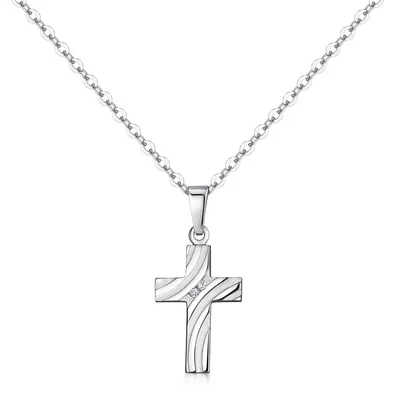 Produktbild von MATERIA by Matthias Wagner Kreuz Anhänger Silber 925 - Damen Kettenanhänger Religion klein mit Zirkonia inkl. Box KA-29