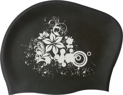 Produktbild von INF Badekappe für langes Haar Silikon Schwarz / Weiß