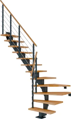 Produktbild von Dolle Mittelholmtreppe Hamburg 1/4 gewendelt Buche, geölt 75 cm breit für GH 222 – 258 cm UK Metall Anthrazit mit Geländer