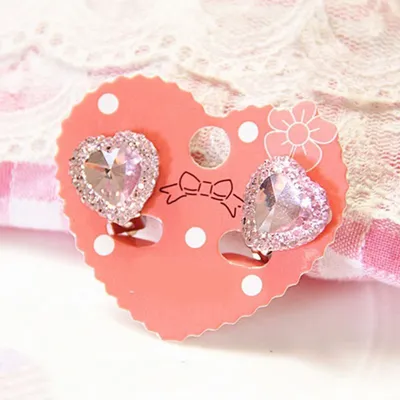 Produktbild von Herz Strass Kinder Mädchen Mode Ohrclips Schmuck Keine durchbohrten Ohrringe Geschenk-Rosa