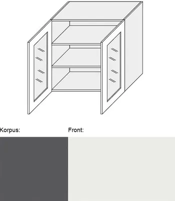 Produktbild von Küchenhängeschrank Brerra 80x32,5x72cm lava / signalweiß Hochglanz lackiert BR-W3S/80