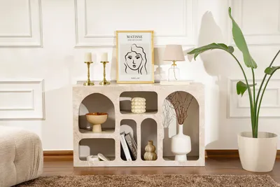 Produktbild von Skye Decor, Liva 120 - Traverten, Konsole, Travertinmarmor, 100% MELAMINBESCHICHTETE SPANNPLATTE, 120 x 37 x 74 cm