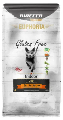 Produktbild von Biofeed Euphoria Gluten Free Indoor 8kg Trockenfutter für Wohnungskatzen mit Pute und Gans