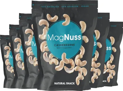 Produktbild von MagNuss Cashewkerne | geröstete und gesalzene Cashews, 6 x 200g-Vorratspackung | vegan, glutenfrei