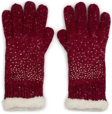 Image de styleBREAKER Gants en tricot pour femmes avec strass et doublure polaire | Gants d'hiver chauds avec aspect scintillant | Gants thermiques doux pour les doigts