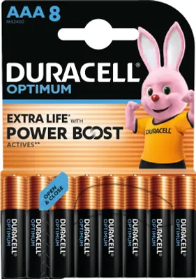 Immagine prodotto di Batteria alcalina Duracell Optimum AAA, 8 pezzi