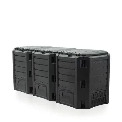 Produktbild von Fortena Modularer Komposter 1200L Schwarz – 3-Segment Gartenkomposter