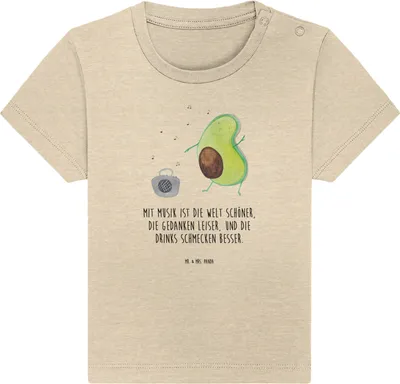 Produktbild von Mr. & Mrs. Panda Babyshirt Avocado Tanzen 6. - 12. Monat - Natural Raw - Geschenk,  Baby Shirt, Musik, T-Shirt, Singen, Party, Drinks, Urlaub