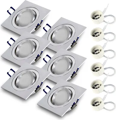 Produktbild von 6x Einbauspot SET RIK.13 schwenkbar aluminium eckig GU10 7W warmweiss