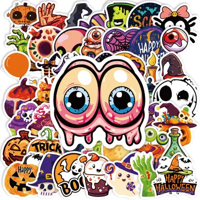 50 Halloween-Geister-Sticker, Happy Halloween Aufkleber, Deko