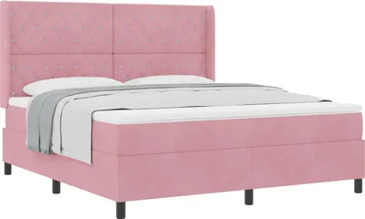 Zdjęcie produktu dla Łóżko sprężynowe z materacem Różowy 180 x 200 cm Aksamit