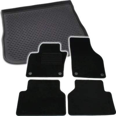 Produktbild von Gummi-Kofferraumwanne + Fußmatten Set für VW Tiguan 5N, Bj. 10/2007-2016