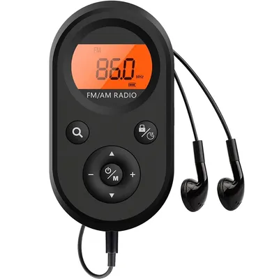 Produktbild von Mini AM FM Radio wiederaufladbar, kleines Taschenradio mit Akku, Kopfhörer, LCD Display, leicht & tragbar, ideal für Sport & Alltag