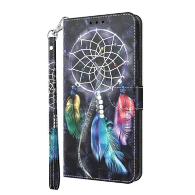 Produktbild von CLM-Tech Handyhülle kompatibel mit Xiaomi Redmi Note 15 Pro 5G 6,83 Zoll Hülle - Tasche aus Kunstleder - Klapphülle mit Ständer und Kartenfächern - Schutzhülle Wallet Case Cover Traumfänger schwarz bunt
