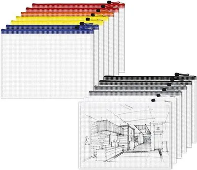 Obrázok produktu pre Priehľadná obálka formátu A3 s otvorom, sieťovaná plastová taška na spisy, papiere, dokumenty, cestovanie