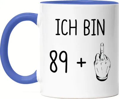 Produktbild von 90. Geburtstag Tasse Blau Mittelfinger Humorvolle Geschenkidee Runder Geburtstag 90 Jahre Alt Originell