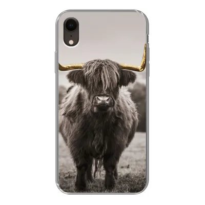 Produktbild von MuchoWow® Handyhülle Schutzhülle Hülle für iPhone XR Schottischer Highlander - Gold - Hörner Silikon Softcase Handy Hülle - Schutzdeckel