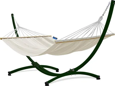 Produktbild von Potenza Outdoor Hängematte mit Gestell für 2 Personen I Stabhängematte XXL 220x160, 200kg I Grün Hängemattengestell 220kg Wetterfest