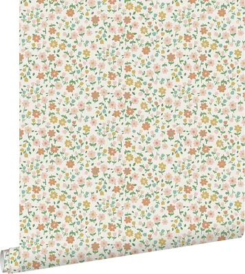 Zdjęcie produktu dla ESTAhome Tapeta kwiaty ochry żółtej,delikatnego różuIterakota 53 cm x 10.05 m