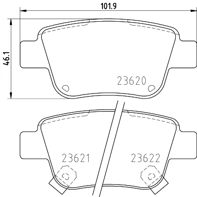 Produktbild von HELLA Bremsbeläge Satz Hinten Bremsklötze für TOYOTA AVENSIS Kombi (T25) 8DB 355 017-331