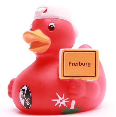 Produktbild von Badeente SC Freiburg Stadtschild Vinyl 9 cm