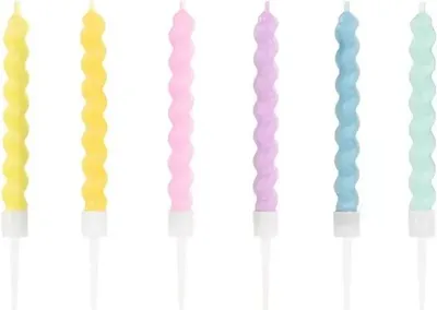 Image de Bougies d'anniversaire torsadées, 8,5 cm, mélange