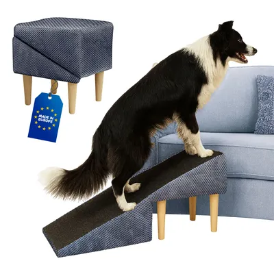 Produktbild von Outentin Hundetreppe Klappbar 36 cm – Weiche, Rutschfeste Tiertreppe für Sofa & Bett – Stabil, Leise & Pflegeleicht, Möbeloptik – Graphit