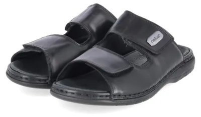 Zdjęcie produktu dla Rieker męskie mule skórzane zapięcie na rzep komfortowa szerokość 25590, Rozmiar:44 EU, Kolor:Czarny