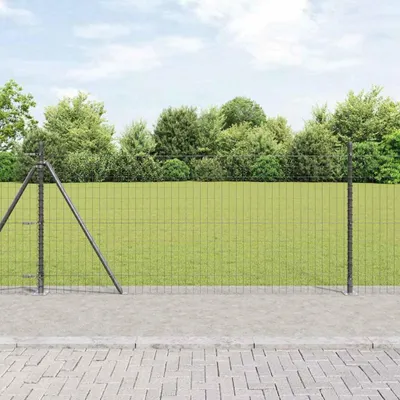 Produktbild von vidaXL Euro-Zaun mit Betonsockel 10 x 1 m PVC-beschichteter Stahl Grau
