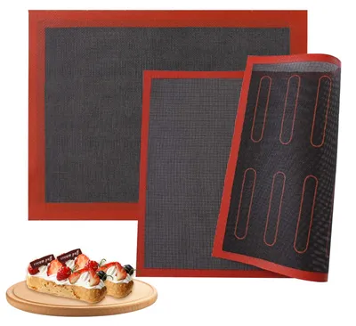 Produktbild von 2 Silikon-Backmatten 40 x 30 cm – Wiederverwendbare Antihaft-Backmatte, rutschfeste Silikonmatte, Backmatte für Backofen, Brot, Blätterteig, Kekse, Pizza, Ersatz für Backpapier