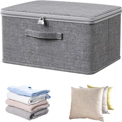 Imagen del producto de Caja de almacenamiento con candado numérico, plegable, de 30 x 20 x 14 cm, para ropa
