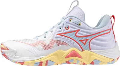 Produktbild von Mizuno Wave Momentum Elite - white/calypso coral/pale banana, Größe:5.5