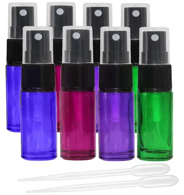 Imagen del producto de Botellas de vidrio rociadoras de 5 ml, color , paquete de 8 unidades, recargables, para perfumes y aceites esenciales