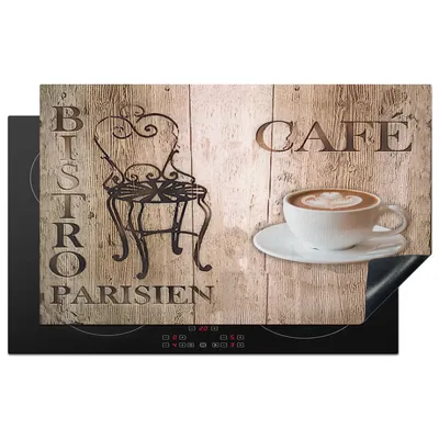 Obrázek produktu pro KitchenYeah® Kryt varné desky Bistro Parisien - Café - Coffee - Vintage, 83x51cm, dekorace do kuchyně, keramický kryt varné desky, krycí deska na varnou desku