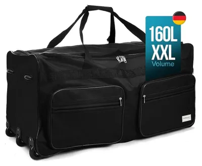 Image de Monzana® Sac De Voyage à roulettes Noir - Valise XXL 160L avec poignée télescopique - Trolley Grand Sac de sport Duffle Bag Weekender avec cadenas - 85x43x44cm