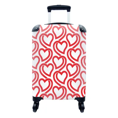 Produktbild von MuchoWow® Koffer Handgepäck Trolley Rollkoffer Kleine Reisekoffer mit 4 Rollen - Linienkunst - Valentinstag - Romantisches Geschenk - Cabin Size < 55x40x23 cm & 55x40x20 cm - Fotokoffer - Kabinenkoffer - Boardgepäck - Reise-Box - Reisekoffer - Reisegepäck - Koffer mit Bild - Trolley für Kinder