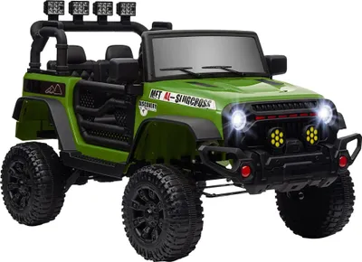 Image de Voiture électrique pour enfants - Voiture à siège - Batterie 12V - Musique Bluetooth - 4 roues - Plastique - A partir de 3 ans - Vert