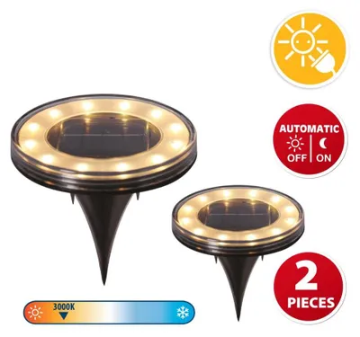 Produktbild von VELAMP 2 Stück Solar-Bodenleuchten SPK16