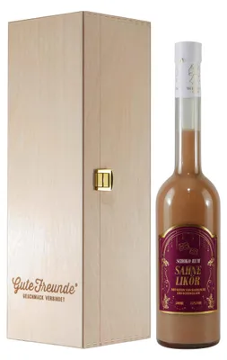 Produktbild von Bimmerle Schoko-Rum Sahnelikör mit Geschenk-Holzkiste